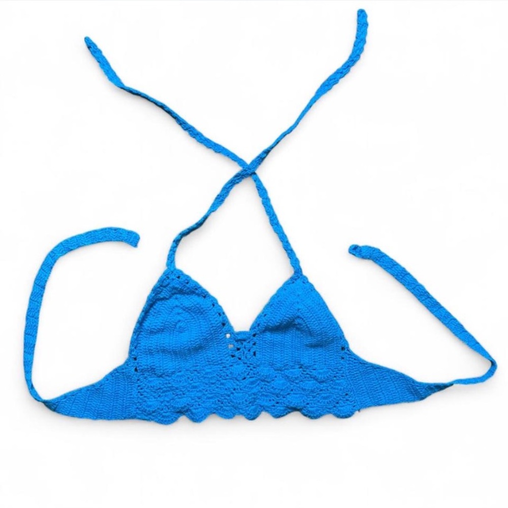 Handmade Blue Crochet Bikini Top
